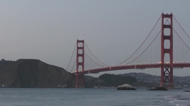 Golden Gate Bridge Vista Baker Beach Pôr Sol São Francisco — Vídeo de Stock