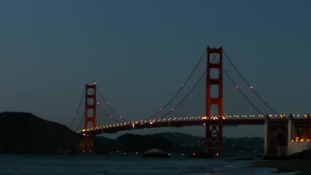 Golden Gate Bridge Seen Baker Beach Sunset San Francisco California — Stock Video