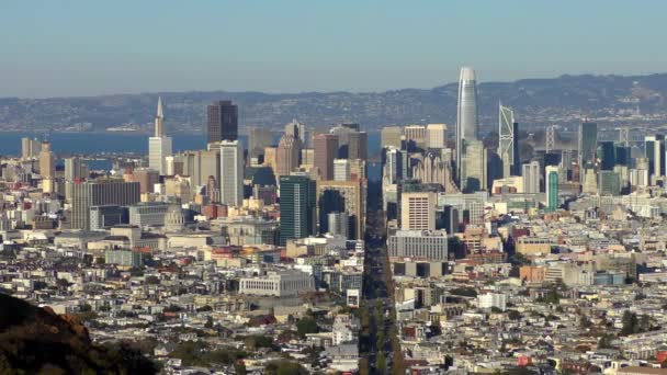 Market Street Financial District San Francisco Seen Twin Peaks California — Stock video