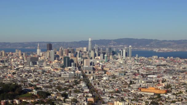 Market Street Financial District San Francisco Seen Twin Peaks California — Stock video