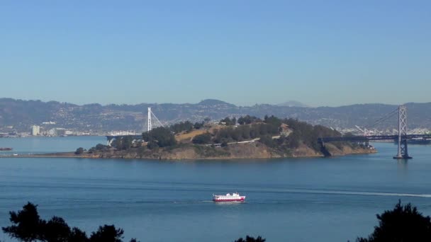 Pulau Yerba Buena Dan Jembatan Teluk Seperti Yang Terlihat Dari — Stok Video