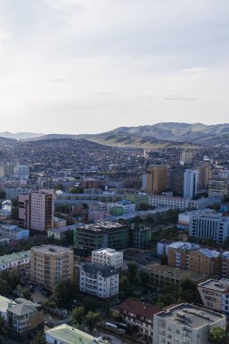 Moğolistan 'ın başkenti Ulaanbaatar' ın havadan görünüşü, yaklaşık Haziran 2019