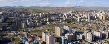 Moğolistan 'ın başkenti Ulaanbaatar' ın havadan görünüşü, yaklaşık Haziran 2019