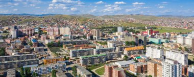 Moğolistan 'ın başkenti Ulaanbaatar' ın havadan görünüşü, yaklaşık Haziran 2019