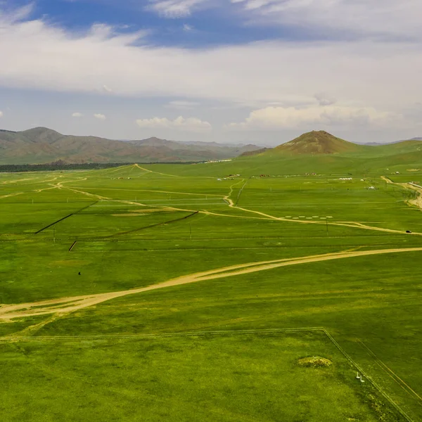 Ilmakuva Mongolian Maaseudulta Lähellä Mongolian Pääkaupunkia Ulaanbaataria Noin Kesäkuu 2019 — kuvapankkivalokuva