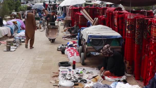 Unbekannte Auf Einem Markt Nordafghanischen Masar Sharif Jahr 2018 — Stockvideo