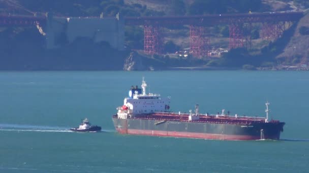 Вантажний Корабель Коїт Тауер Telegraph Hill Сан Франциско Каліфорнія Приблизно — стокове відео
