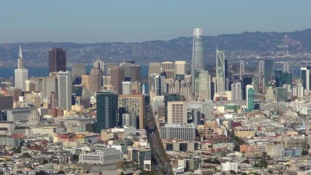 Market Street Och Finansdistriktet San Francisco Sett Utifrån Twin Peaks — Stockvideo