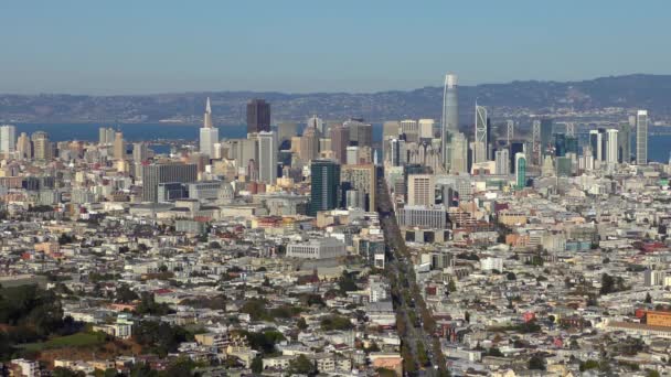 Market Street Och Finansdistriktet San Francisco Sett Utifrån Twin Peaks — Stockvideo