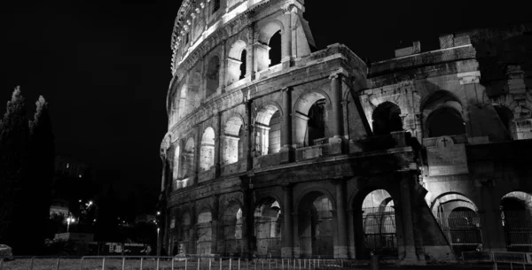 Colosseum Night Time Capital Italy Rome Black White Edit — Stock Photo, Image