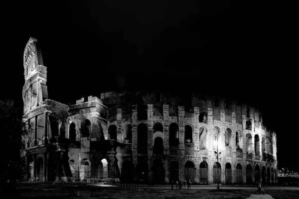 Famose Rovine Del Colosseo Notte Nella Capitale Italia Roma — Foto Stock