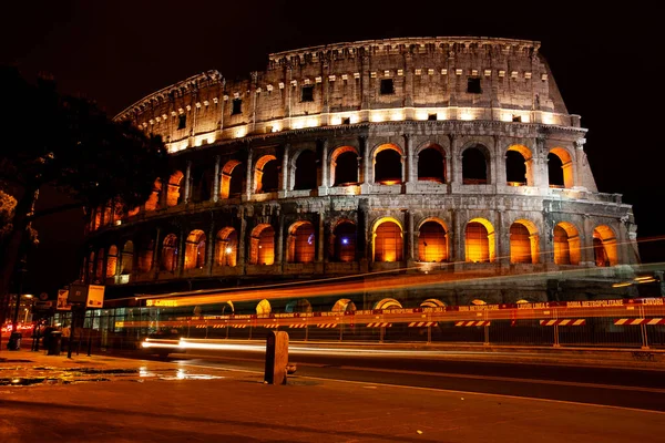 Famous Ruins Colosseum Night Time Capital Italy Rome — Stock Photo, Image