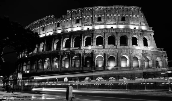 Ruines Célèbres Colisée Nuit Dans Capitale Italie Rome — Photo