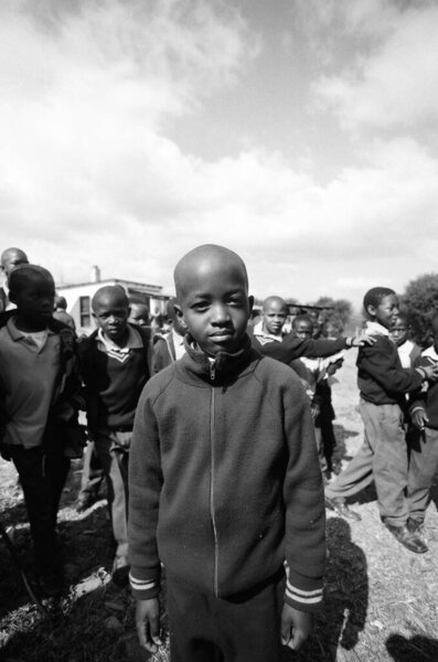 Black White Photo Child Boy Looking Camera Royalty Free Stock Images