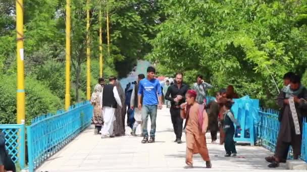 Popolo Afgano Non Identificato Nel Giardino Della Moschea Blu Mazar — Video Stock