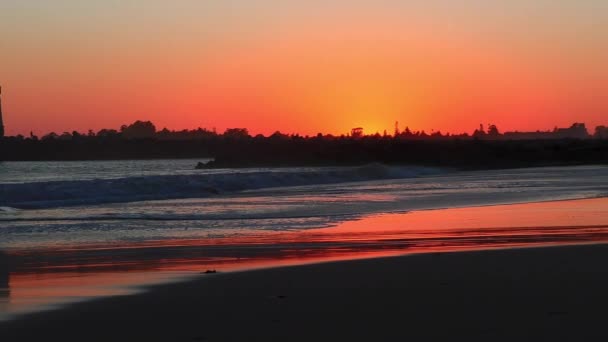 Φάρος Santa Cruz Breakwater Γνωστός Και Walton Στο Ηλιοβασίλεμα Όπως — Αρχείο Βίντεο
