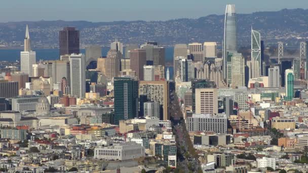 Market Street Het Financiële District San Francisco Gezien Vanaf Twin — Stockvideo