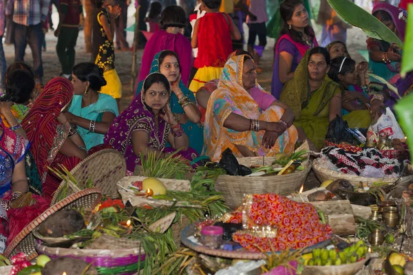 Raxaul India Nov Unidentified Indian Women Celebrating Chhas Nov 2013 — стоковое фото