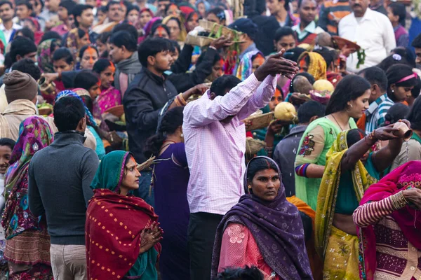 Raxaul India Nov Unidentified Indian Women Celebrating Chhas Nov 2013 — 스톡 사진