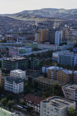Moğolistan 'ın başkenti Ulaanbaatar' ın havadan görünüşü, yaklaşık Haziran 2019