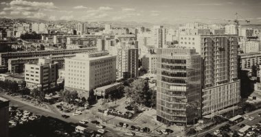 Moğolistan 'ın başkenti Ulaanbaatar' ın havadan görünüşü, yaklaşık Haziran 2019