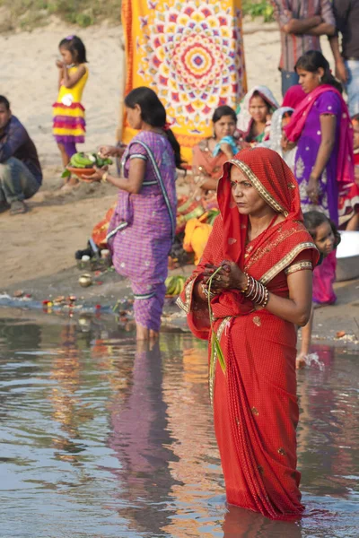 Raxaul India Nov Unidentified Indian Women Celebrating Chhas Nov 2013 — стоковое фото