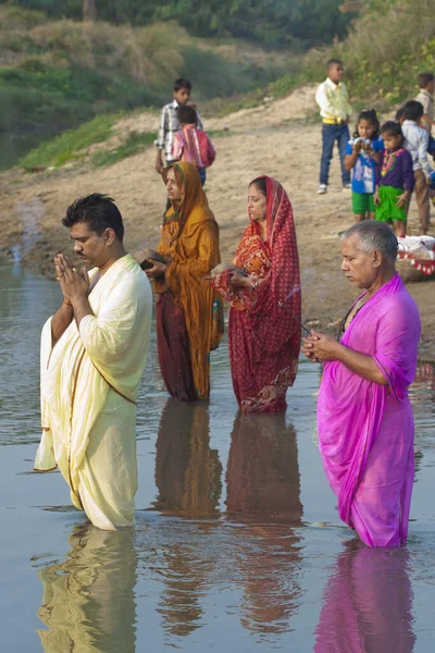 Raxaul India Nov Donne Indiane Non Identificate Che Celebrano Chhath — Foto Stock