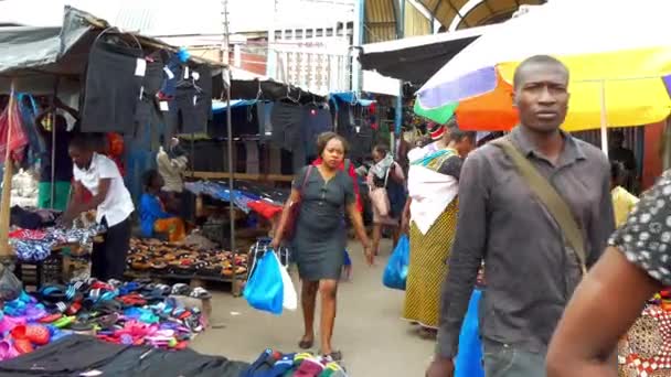 Niet Geïdentificeerde Mensen Een Markt Lusaka Hoofdstad Van Zambia Zuidelijk — Stockvideo