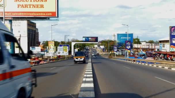 Güney Afrika Zambiya Nın Başkenti Lusaka Sokak Trafiği 2020 — Stok video