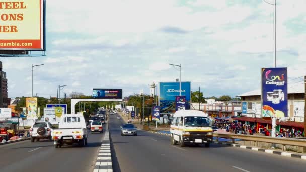 Güney Afrika Zambiya Nın Başkenti Lusaka Sokak Trafiği 2020 — Stok video