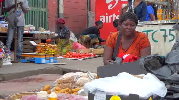 Pouliční Prodejci Lusace Hlavním Městě Zambii Jižní Afrika 2020 — Stock video