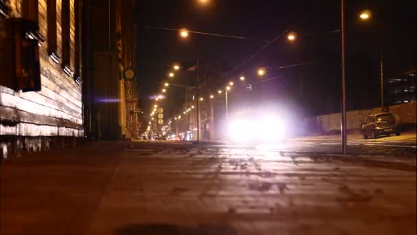 Luz de noche vista calle 4K — Vídeos de Stock
