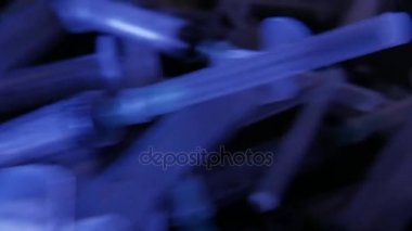 Bir sürü kullanılan şırınga. 4k Uhd