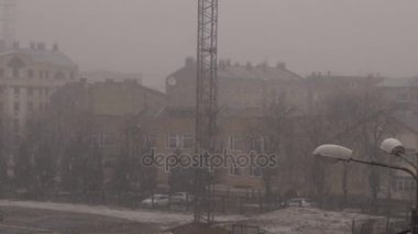Blizzard ve kar yağışı. 4k Uhd