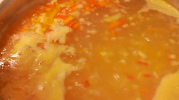 Sopa con bolas de carne. 4K UHD — Vídeo de stock
