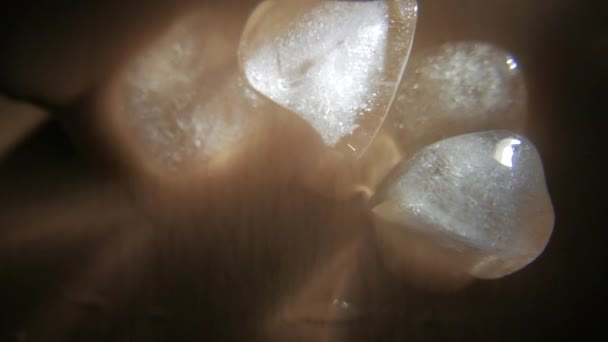 Cubos de hielo sobre una superficie húmeda. 4K UHD . — Vídeo de stock