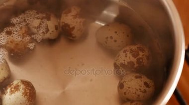 Kaynar su yüzeyinin altında bıldırcın yumurtası