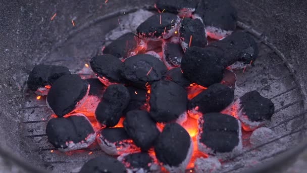 Förbränning av kol. Kol och brand slowmotion — Stockvideo