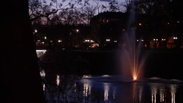 Повільний рух фонтан у місті — стокове відео