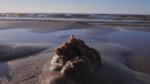 Sandslott på Östersjön shore slowmotion — Stockvideo