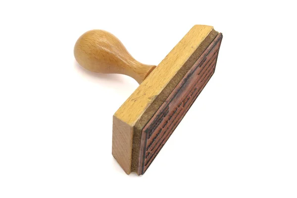 Velho stampo de madeira no fundo branco — Fotografia de Stock