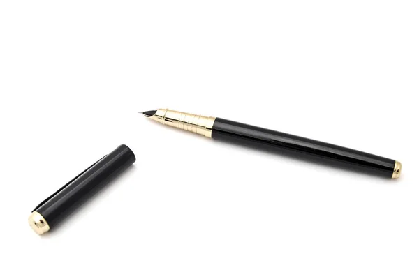 白い背景の上の黄金のペン isolateg — ストック写真