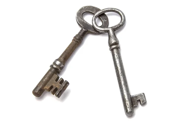 Old key on white background — Stock Photo, Image