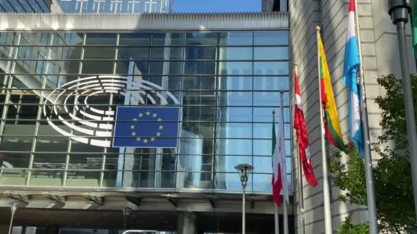 Брюссель Бельгія Листопада 2019 Закриття Будівлі Європейського Парламенту Брюсселі — стокове відео