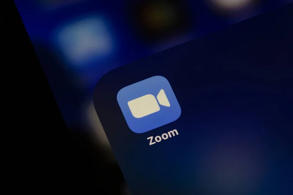 Ostersund Suécia Maio 2020 Ícone Aplicativo Zoom Zoom Video Communications — Fotografia de Stock