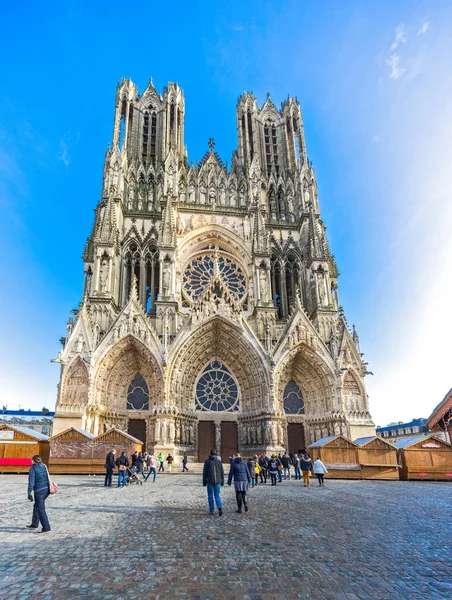 Notre Dame Reims katedrális, Franciaország — Stock Fotó