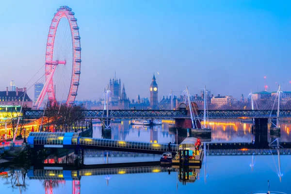 Big Bena i London Eye, Londyn, Wielka Brytania — Zdjęcie stockowe