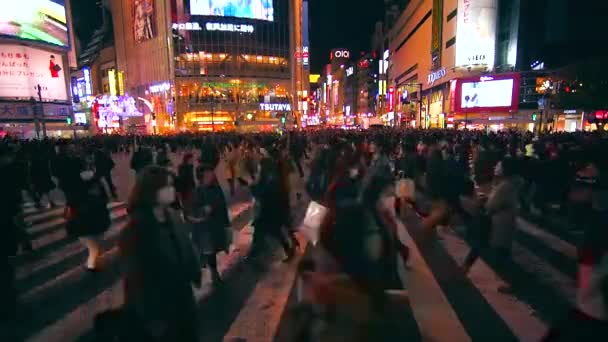 Tokyo Shibuya Crossing Hareket Videosu Çapraz Yaya Geçidi Dünyanın Büyüklerinden — Stok video