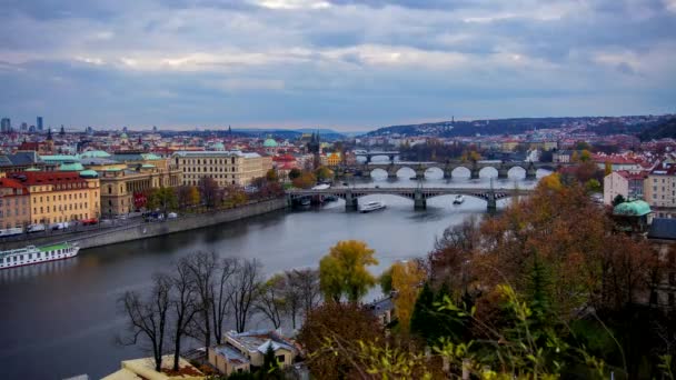 Prága Hídjainak Időrendje Prága Csehország — Stock videók