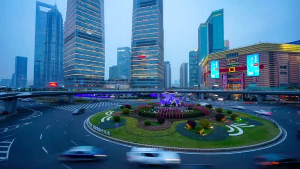 Şangay Gece Vakti Trafik Sıkışıklığı Şangay Çin — Stok video
